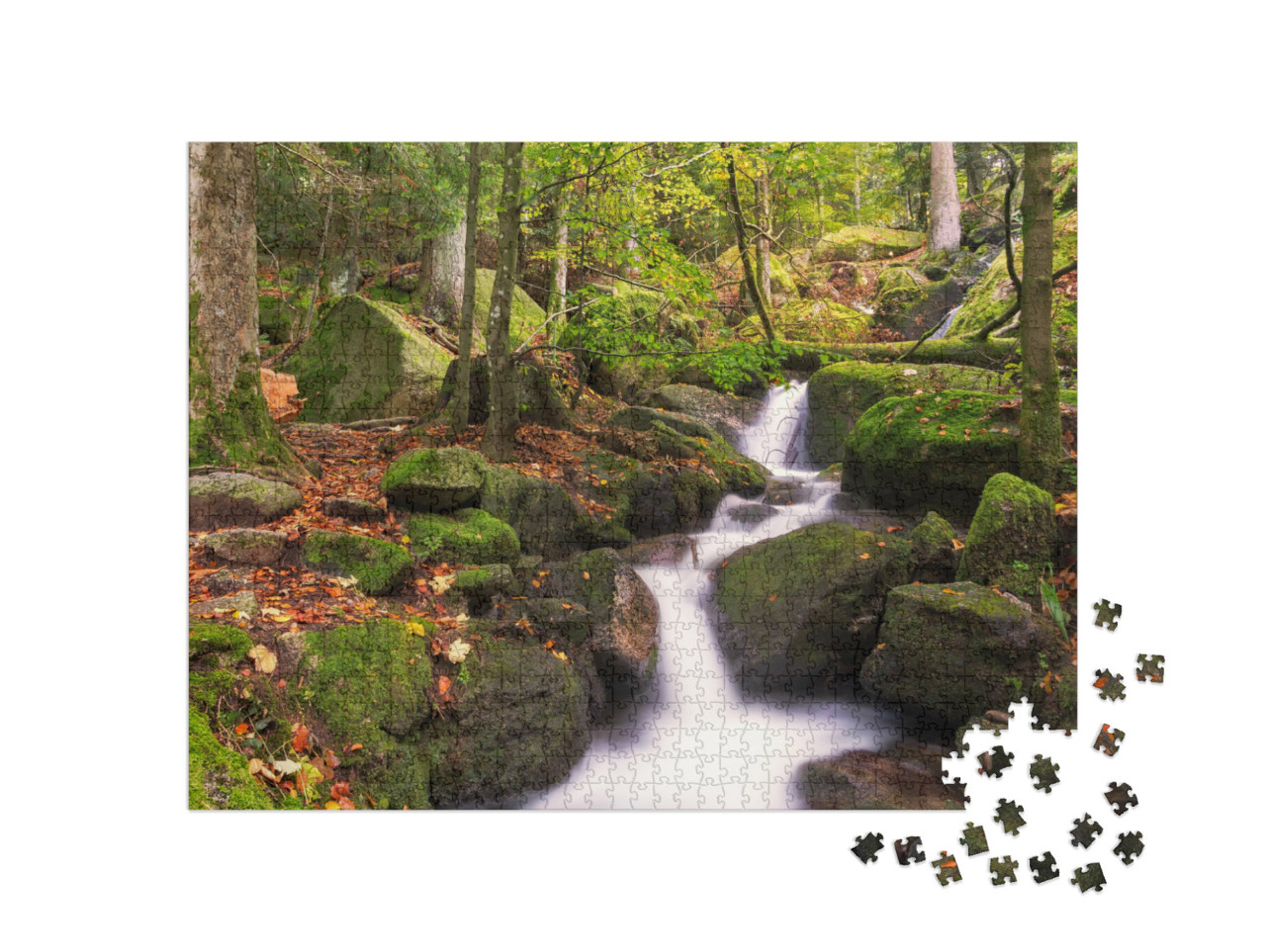 Puzzle 1000 Teile „Gertelsbacher Wasserfälle im Herbst, Schwarzwald, Deutschland“