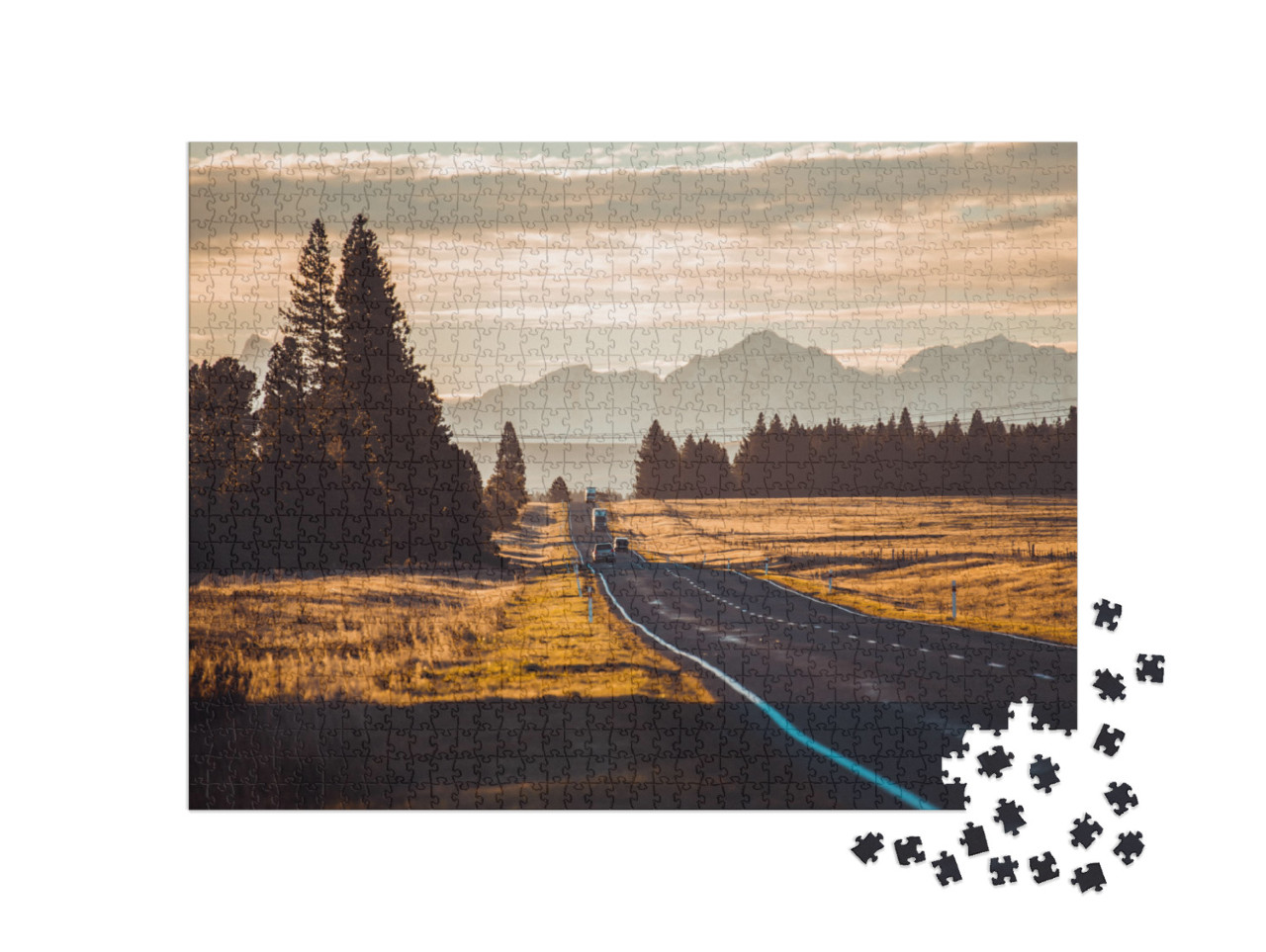 Puzzle 1000 Teile „Roadtrip in den Bergen von Neuseeland“
