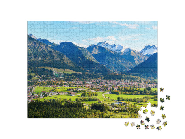 Puzzle 1000 Teile „Panoramablick auf Oberstdorf im Allgäu“