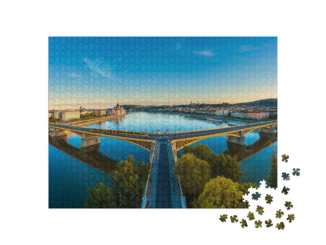 Puzzle 1000 Teile „Panorama über die Margaretenbrücke in Budapest, Ungarn“