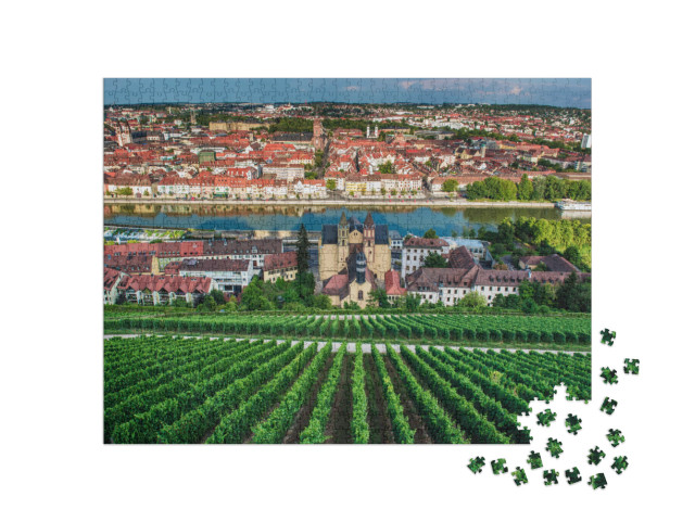 Puzzle 1000 Teile „Blick von der Burg Marienberg auf die Stadt Würzburg“