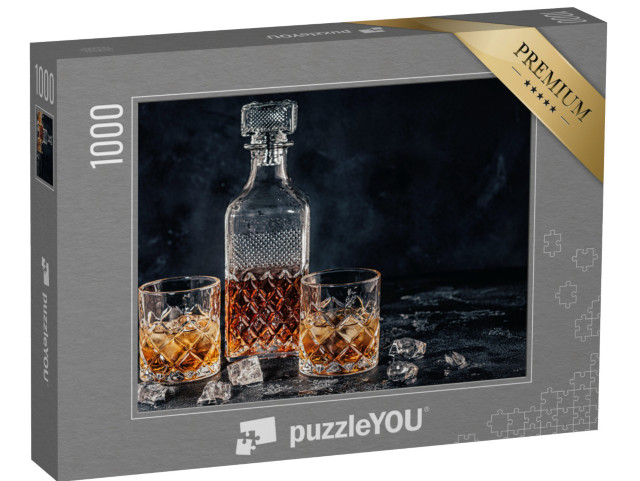 Puzzle 1000 Teile „Whiskey-Gläser mit einem quadratischen Dekanter “