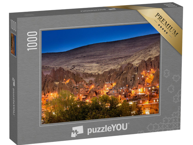 Puzzle 1000 Teile „Dorf Kandovan in der Dämmerung, Ost-Azarbaijan, Iran“