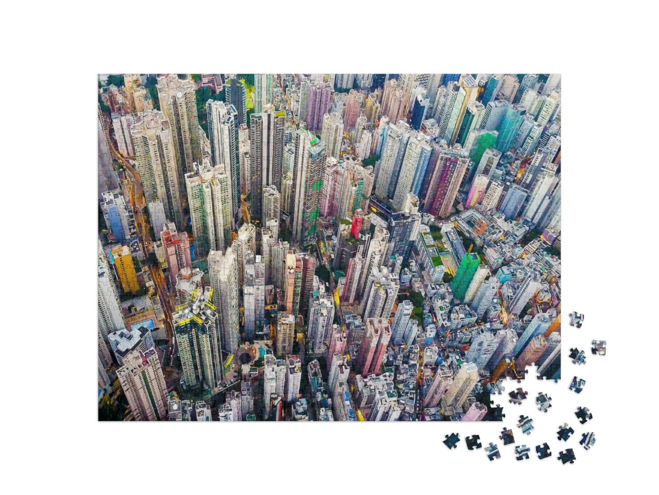 Puzzle 1000 Teile „Hongkong aus der Vogelperspektive“
