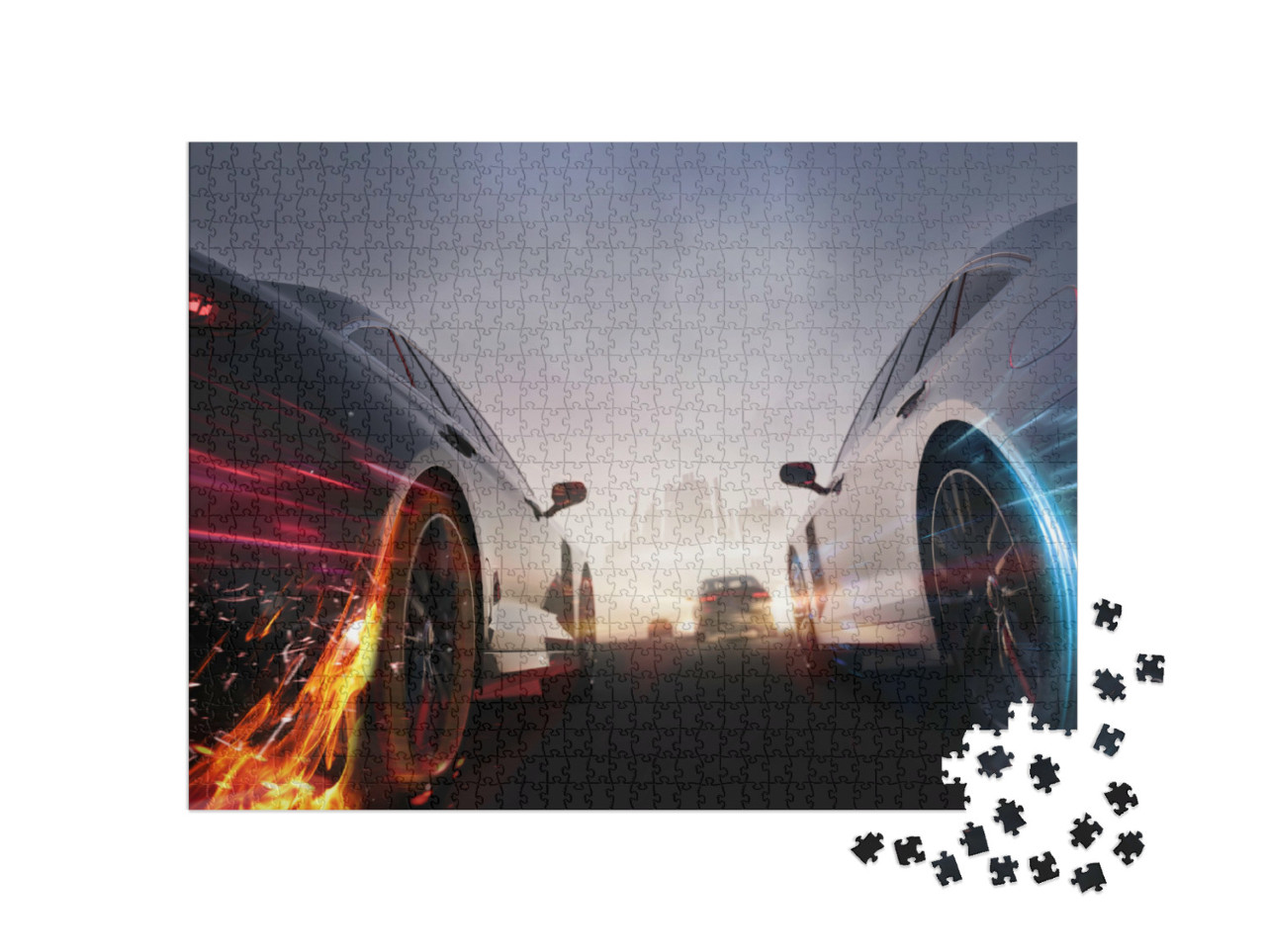 Puzzle 1000 Teile „Straßenrennen Kopf an Kopf“