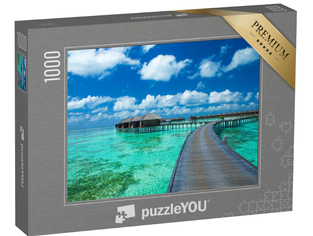 Puzzle 1000 Teile „Schöner Strand mit Wasserbungalows, Malediven“