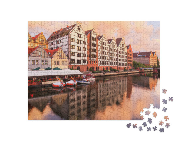 Puzzle 1000 Teile „Altstadt von Danzig mit dem Fluss Motlava, Polen“