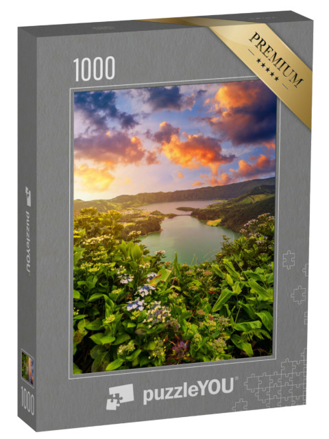 Puzzle 1000 Teile „Lagune der Sieben Städte, São Miguel Insel, Azoren, Portugal“