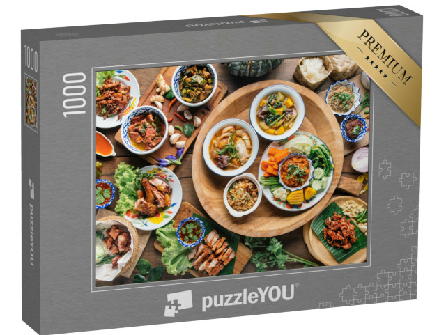 Puzzle 1000 Teile „Essen auf einem Tisch in Thailand“