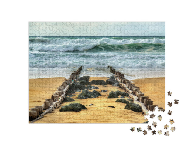 Puzzle 1000 Teile „Strand am Atlantik bei Seignosse - Frankreich, Aquitaine“