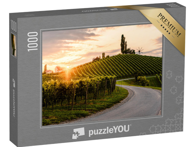 Puzzle 1000 Teile „Asphaltstraße durch südösterreichische Weinberge in der Südsteiermark“