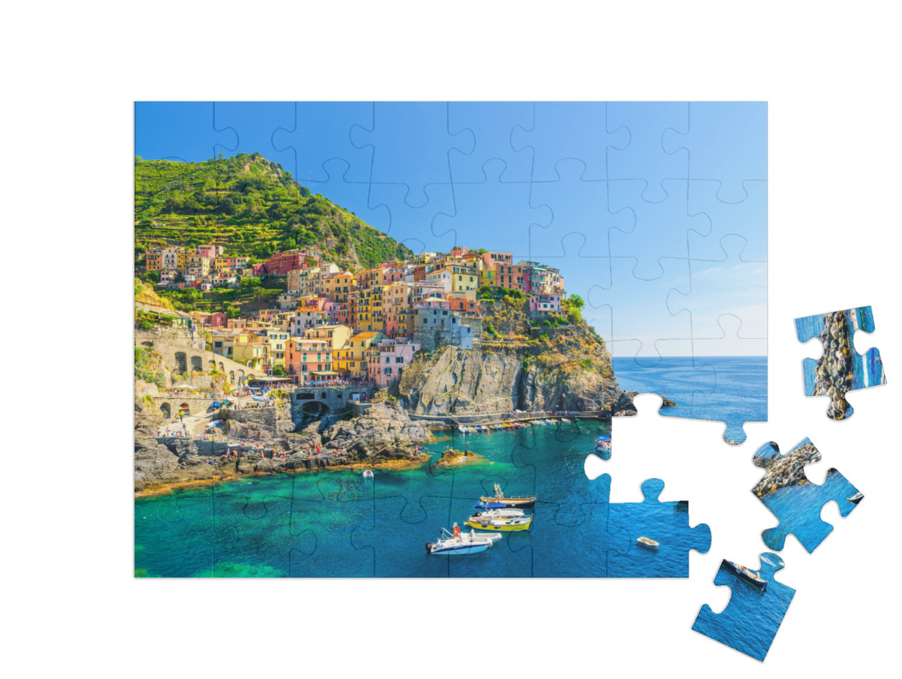 Puzzle 48 Teile „Manarola traditionelles typisch italienisches Dorf im Nationalpark Cinque Terre“