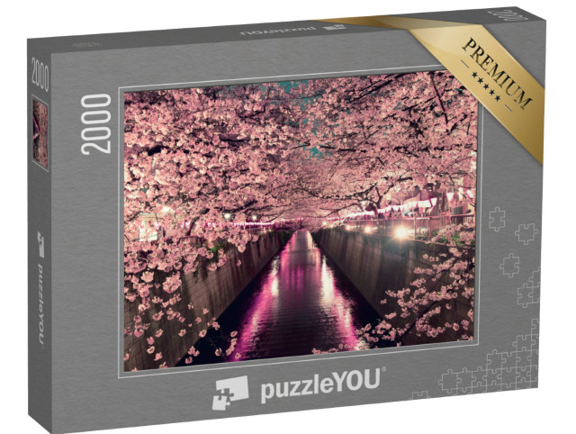 Puzzle 2000 Teile „Kirschblüten bei Nacht in Tokio“