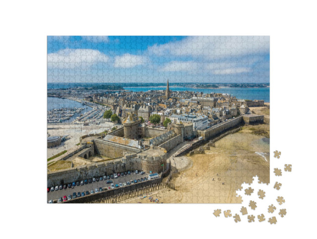 Puzzle 1000 Teile „Luftaufnahme von Saint Malo, Stadt der Freibeuter, Bretagne, Frankreich“