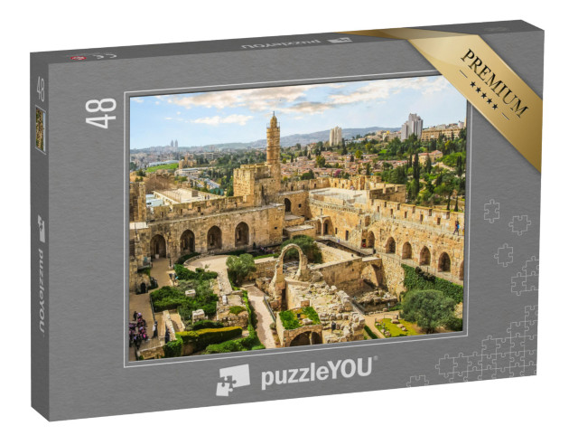 Puzzle 48 Teile „Panoramablick auf die antike Zitadelle, Jerusalem, Israel“