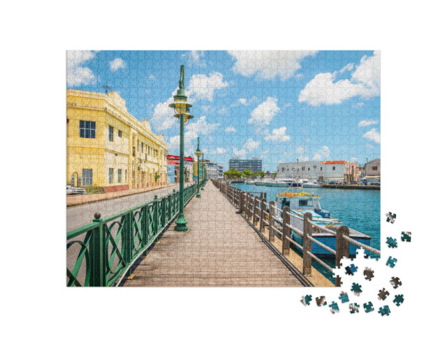 Puzzle 1000 Teile „Promenade am Yachthafen von Bridgetown, Barbados, Karibik“