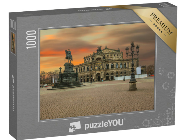 Puzzle 1000 Teile „Semperoper in Dresden, kurz nach Sonnenuntergang“