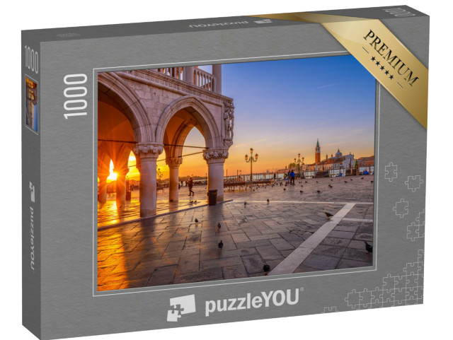 Puzzle 1000 Teile „Sonnenaufgang über der Piazza San Marco und dem Dogenpalast in Venedig“