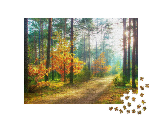 Puzzle 1000 Teile „Waldlandschaft im Herbst“