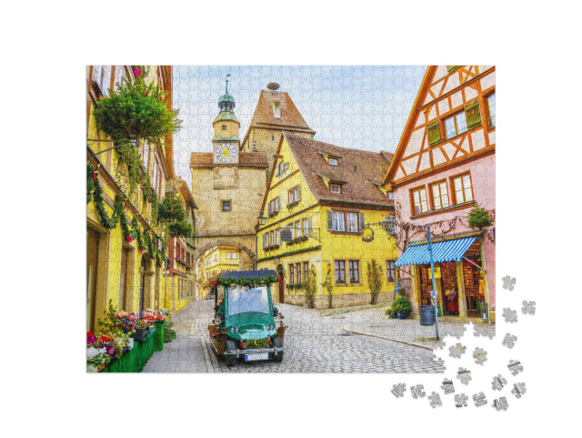 Puzzle 1000 Teile „Weihnachtliche Stimmung: Rothenburg ob der Tauber, Bayern, Deutschland“