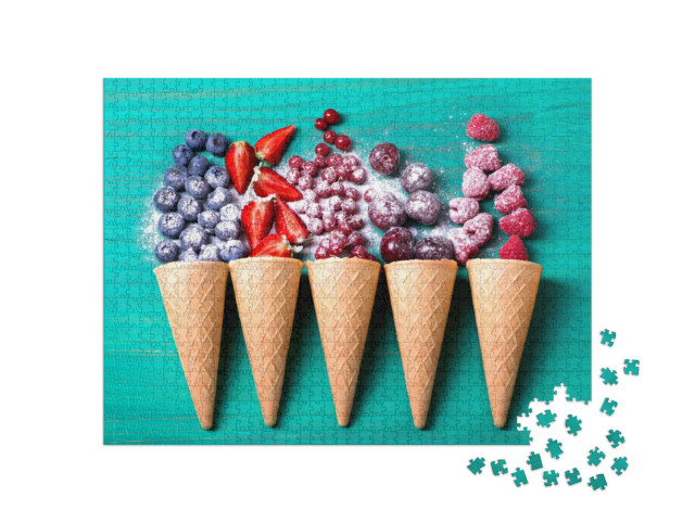 Puzzle 1000 Teile „Eiswaffeln, gefüllt mit frischen Früchten“