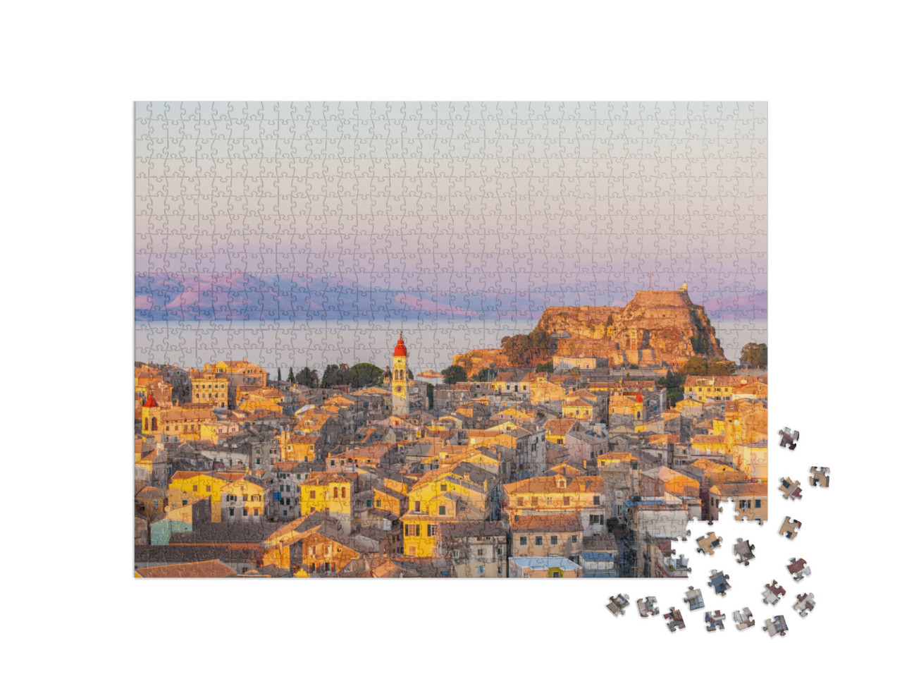 Puzzle 1000 Teile „Neue Festung von Korfu bei Sonnenuntergang“