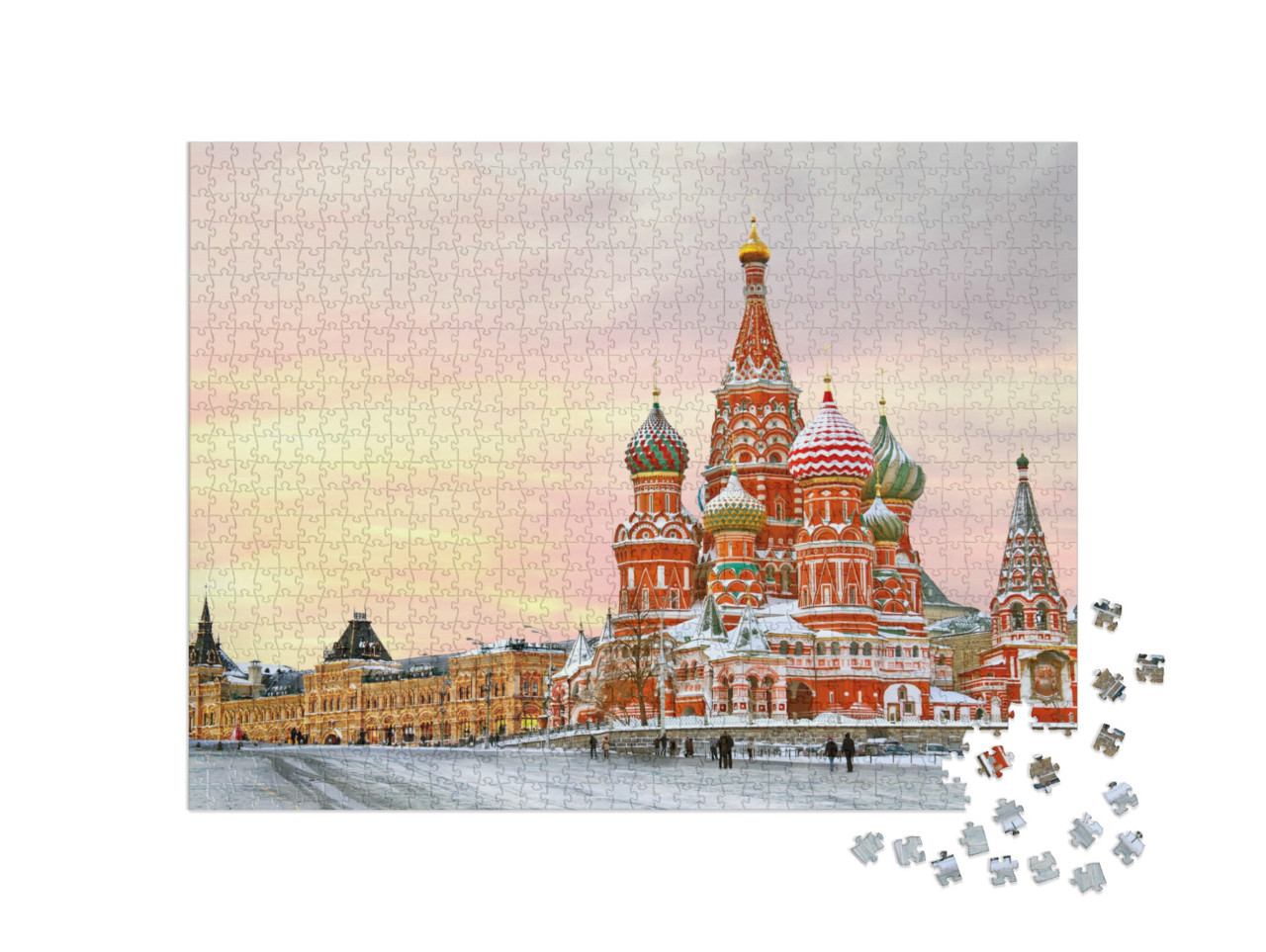 Puzzle 1000 Teile „Roter Platz mit Blick auf die Basilius-Kathedrale“