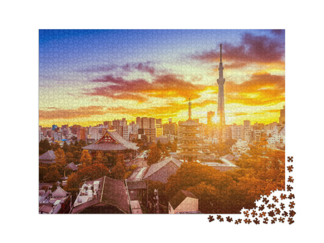 Puzzle 2000 Teile „Tokio, Japan, Senso-ji-Tempel und des Skytree“