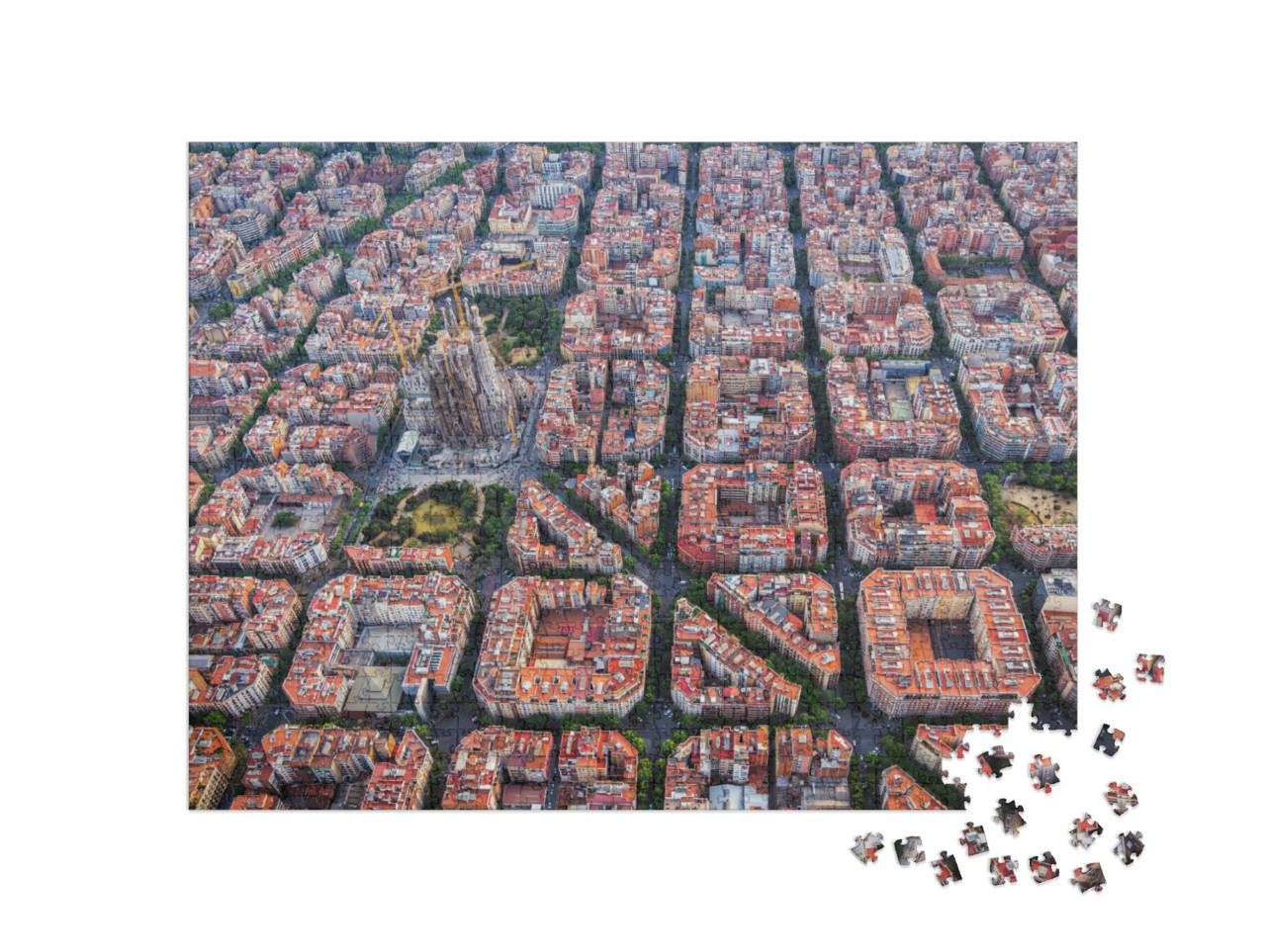 Puzzle 1000 Teile „Luftaufnahme von Barcelona mit der berühmten Sagrada Familia, Spanien“