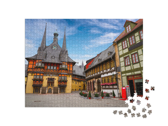 Puzzle 1000 Teile „Rathaus von Wernigerode im Harz, Deutschland“