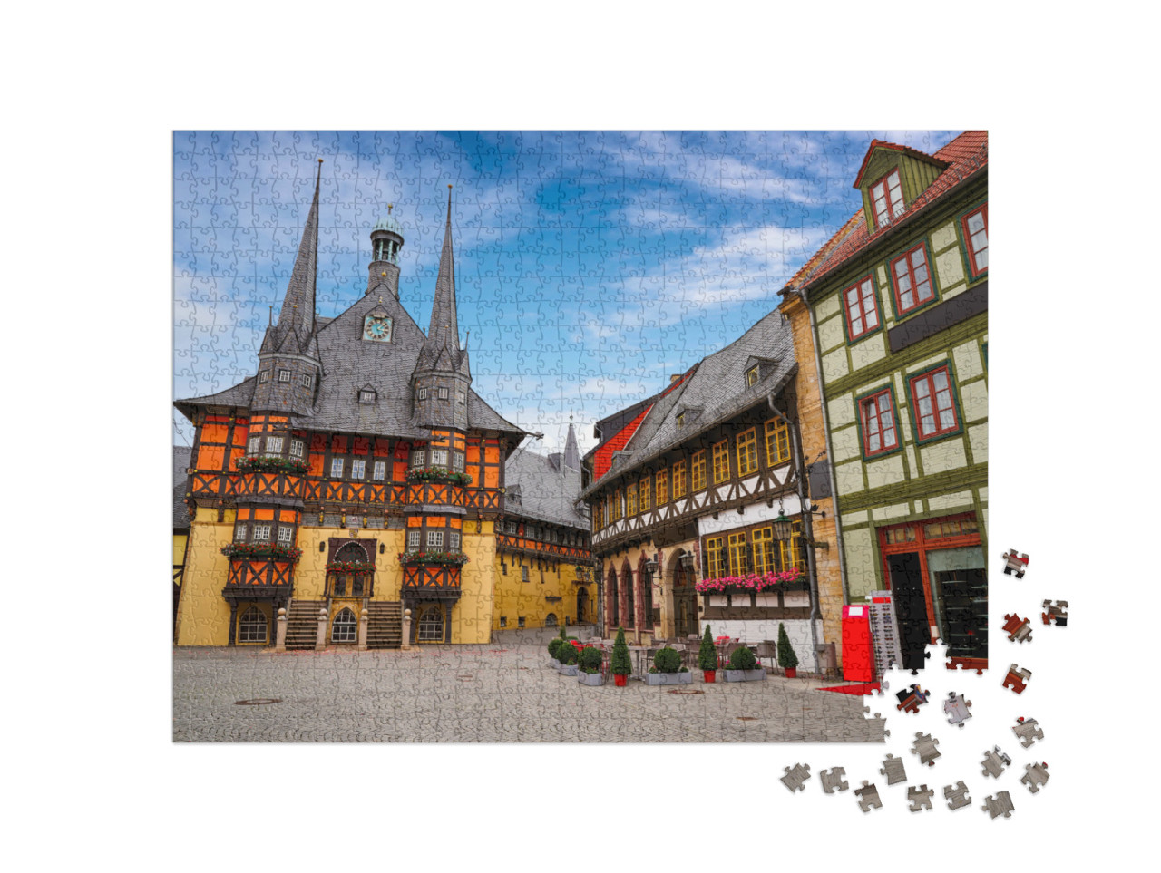 Puzzle 1000 Teile „Rathaus von Wernigerode im Harz, Deutschland“