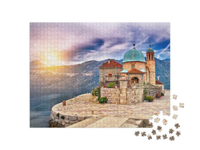 Puzzle 1000 Teile „Schloss auf der Insel am See in Montenegro“