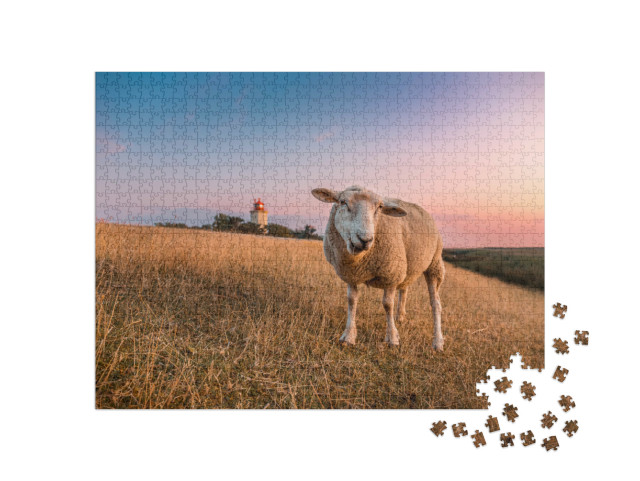 Puzzle 1000 Teile „Leuchtturm von Westermarkelsdorf auf der Insel Fehmarn, Deutschland“