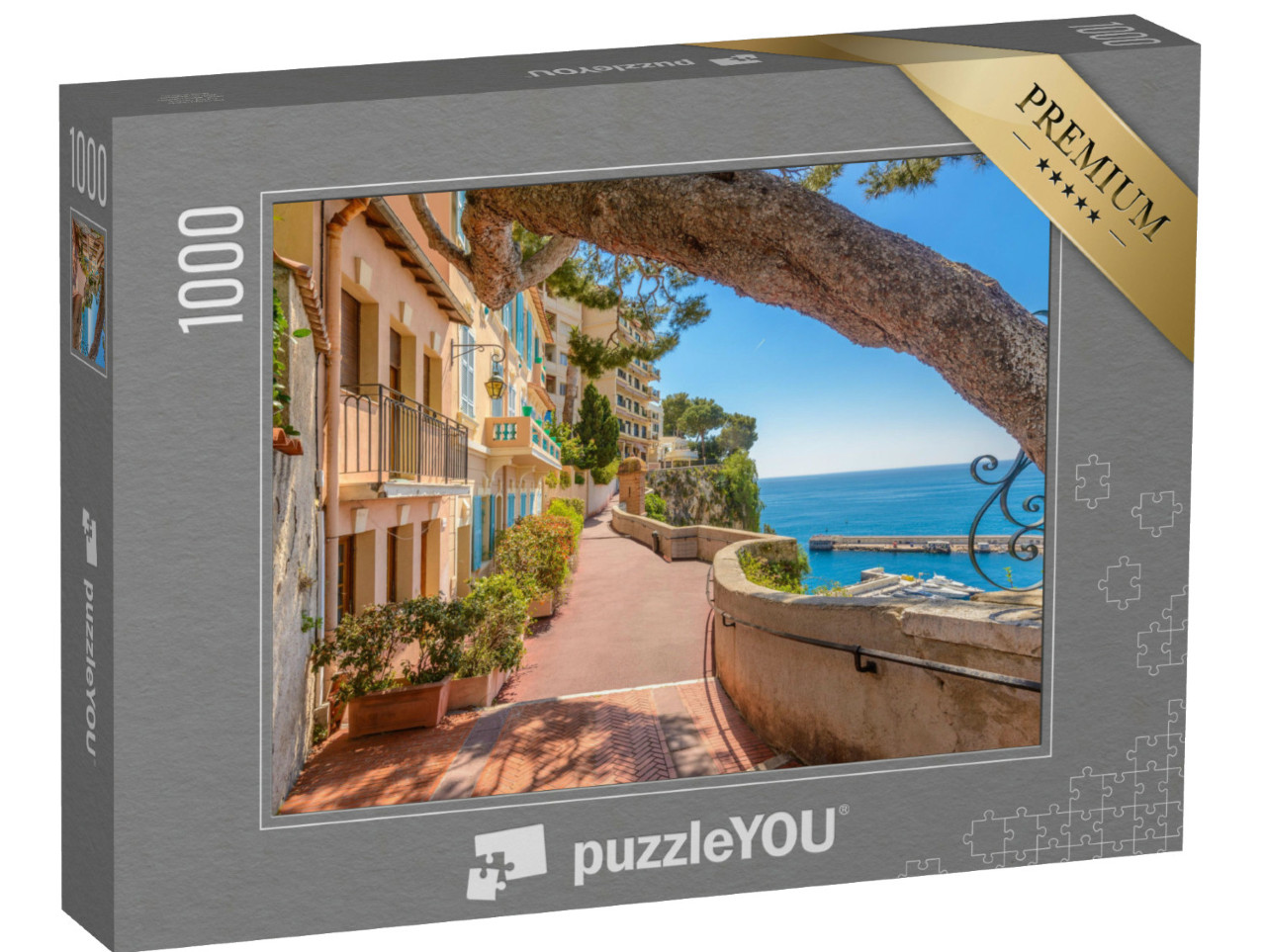 Puzzle 1000 Teile „Küstenstraße in Monaco Village, Monte-Carlo, Monaco“