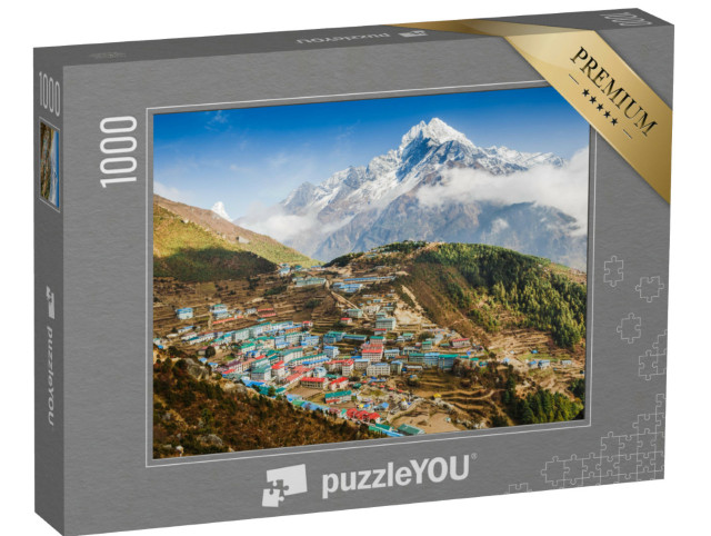 Puzzle 1000 Teile „Blick auf das Bergdorf Namche Bazar, Himalaya, Nepal“