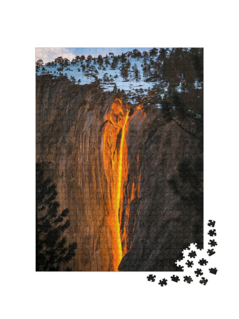 Puzzle 1000 Teile „Yosemite Firefall im Sonnenuntergang, Kalifornien, USA“