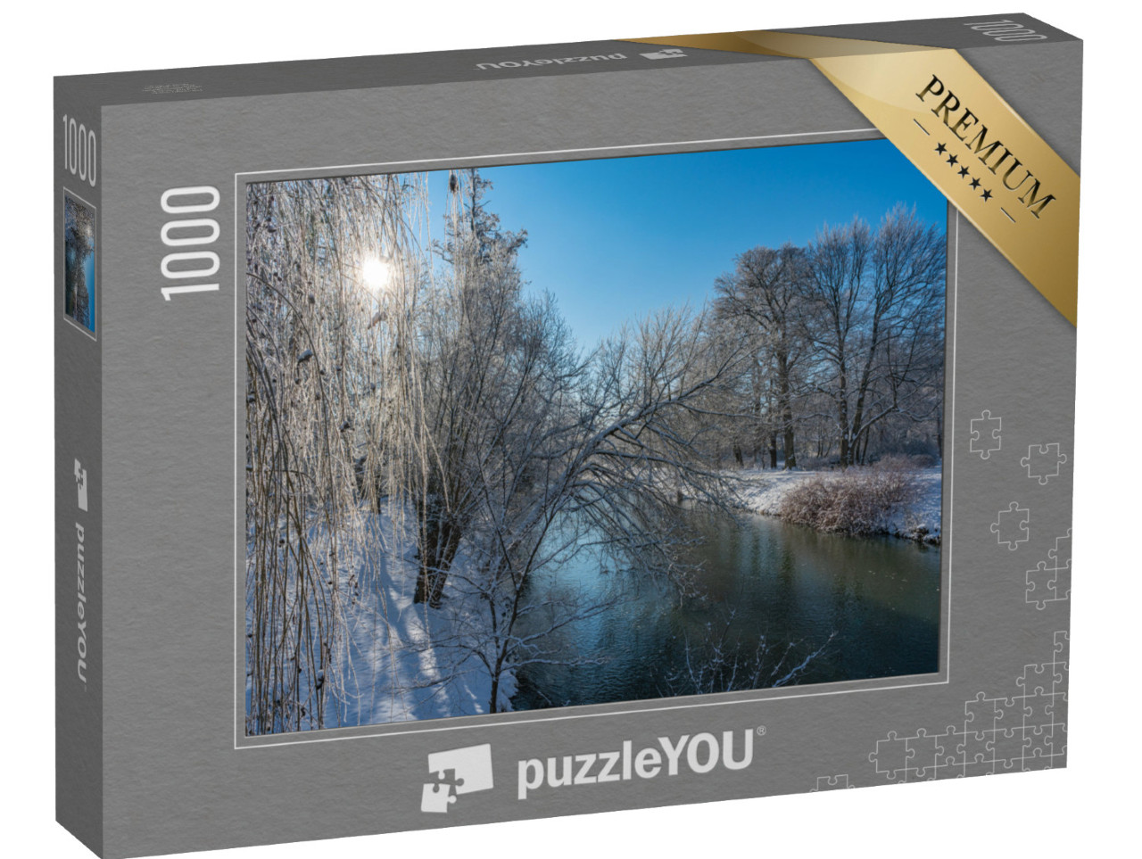 Puzzle 1000 Teile „Sonniger Wintertag an der Spree in Cottbus , Brandenburg“