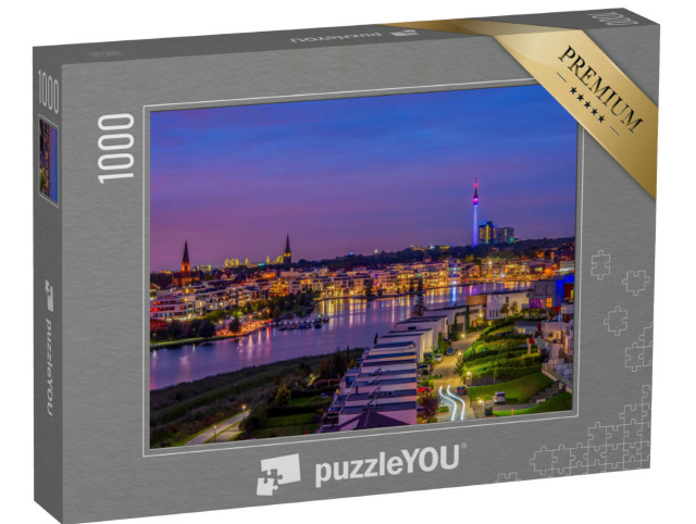 Puzzle 1000 Teile „Panoramablick auf den Phoenix-See in Dortmund, Deutschland“