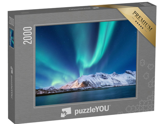 Puzzle 2000 Teile „Aurora borealis auf den Lofoten, Norwegen“