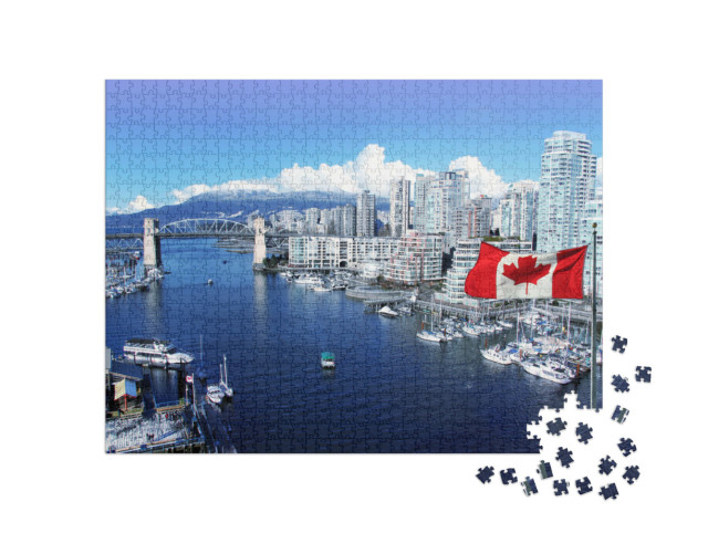 Puzzle 1000 Teile „False Creek und die Burrard Street Bridge in Vancouver“