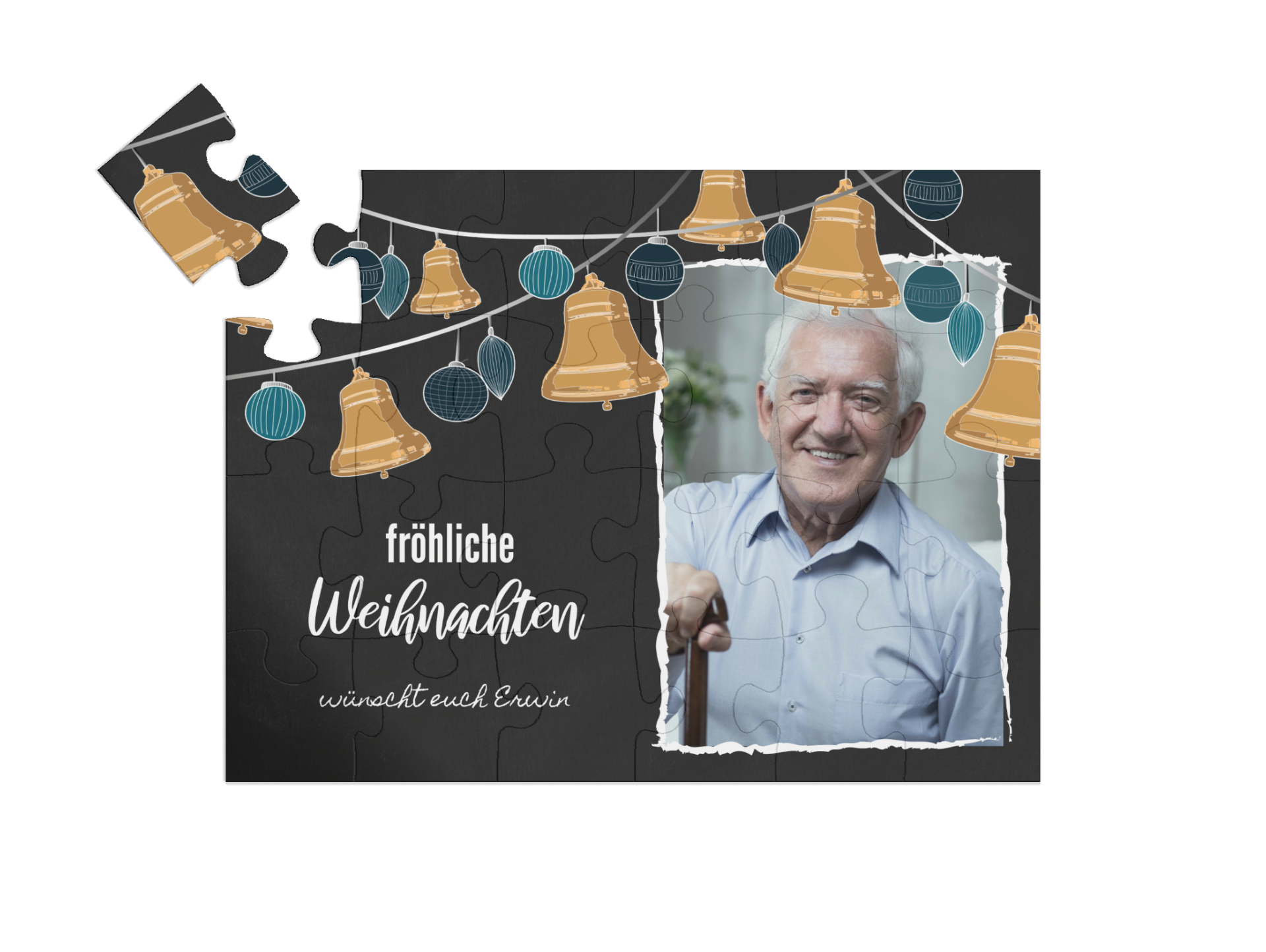 "Jinglebells" in Querformat nachtblau