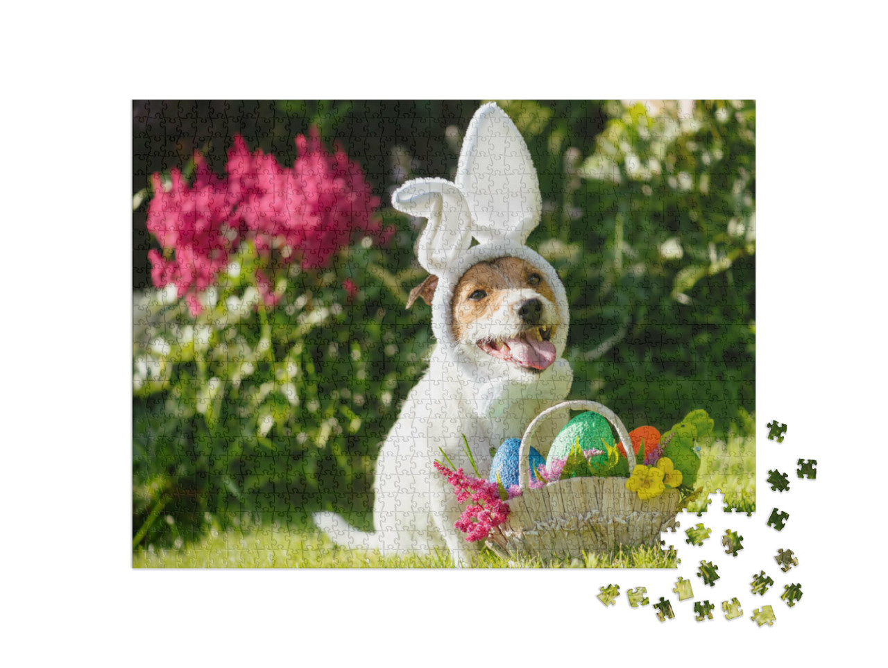 Puzzle 1000 Teile „Lustiger Hund im Osterhasenkostüm“