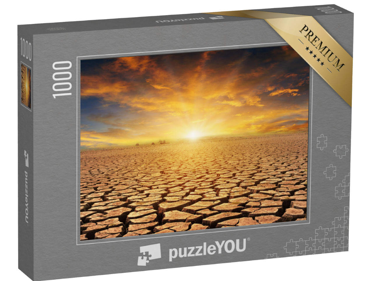 Puzzle 1000 Teile „Orangefarbener Sonnenuntergang über Steinwüste“