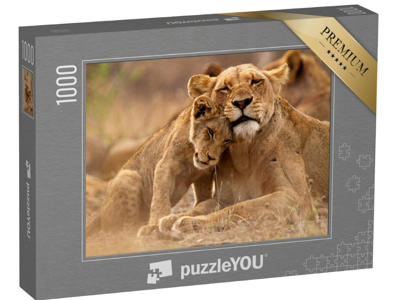 Puzzle 1000 Teile „Löwin und Jungtier im Kruger National Park, Südafrika“