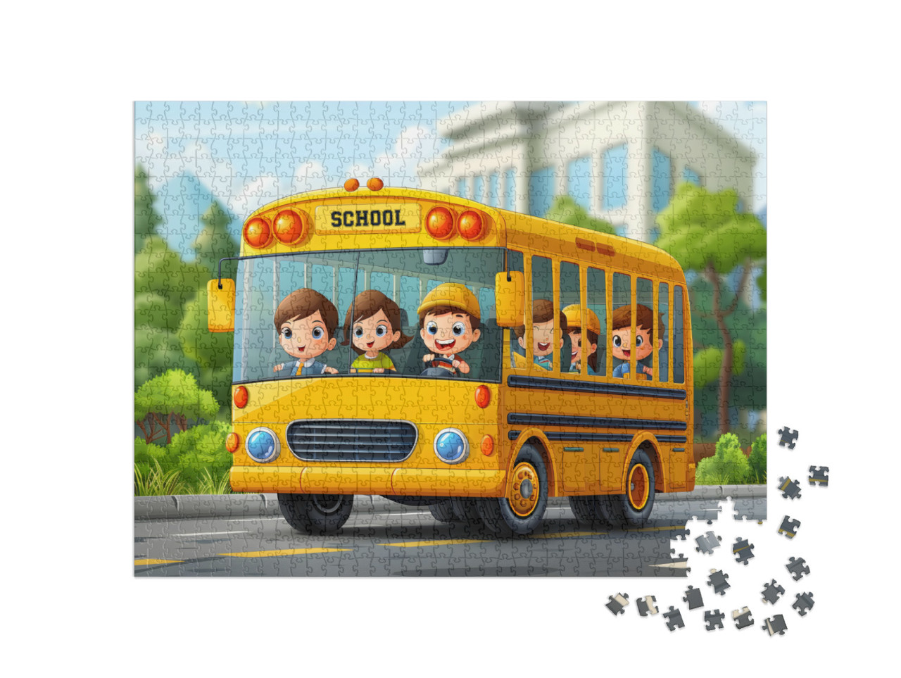 Puzzle 1000 Teile „Schulbus America style“