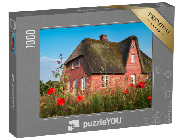 Puzzle 1000 Teile „Wunderschönes altes Reetdachhaus auf der Insel Sylt, Deutschland“