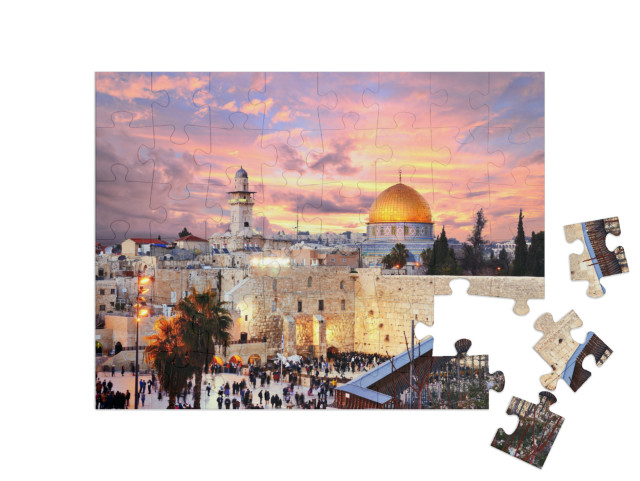 Puzzle 48 Teile „Altstadt an der Westmauer mit Tempelberg, Jerusalem, Israel“