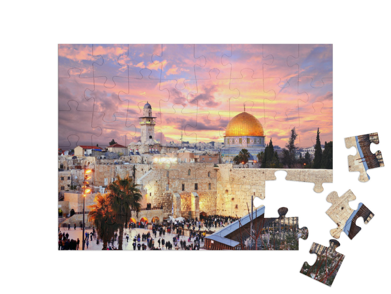 Puzzle 48 Teile „Altstadt an der Westmauer mit Tempelberg, Jerusalem, Israel“