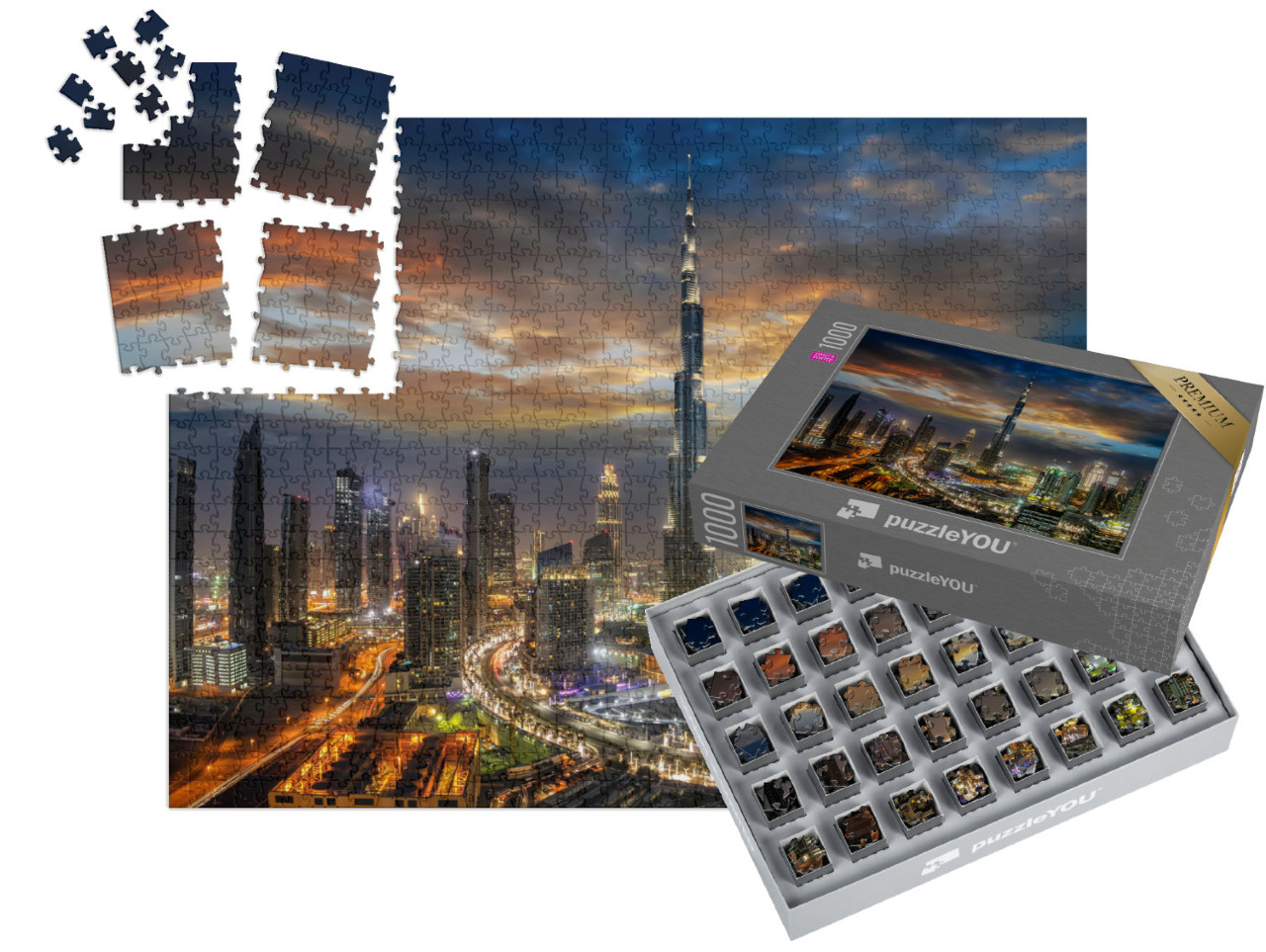 Puzzle „Dubai Business Bay bei Nacht“ | SMART SORTED® 1000 Teile