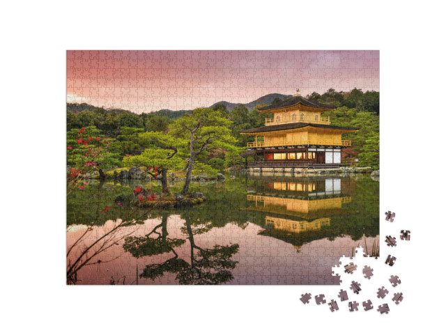 Puzzle 1000 Teile „Kyoto, Japan am Goldenen Pavillon in der Abenddämmerung“